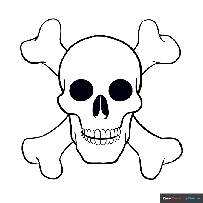 Skull coloring page easy drawing guides