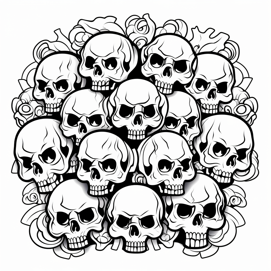 Skulls coloring pages for adults