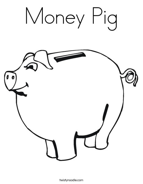 Money pig coloring page