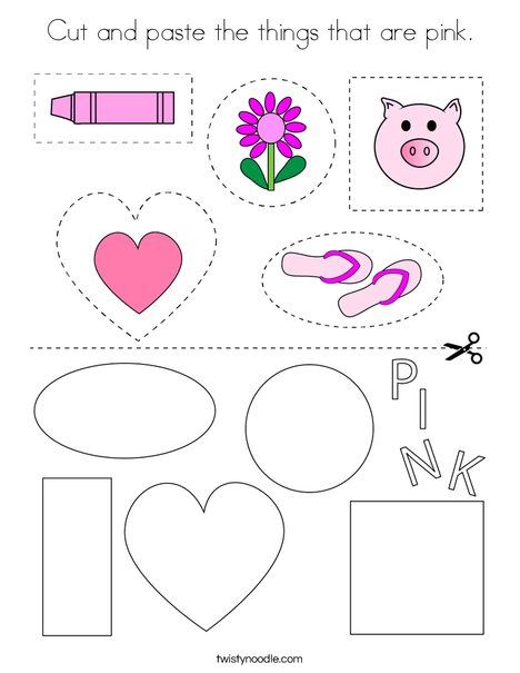 Cut and paste the things that are pink coloring page