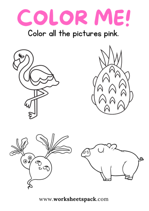 Pink coloring pages printable pink printable free picture templates for kindergarten