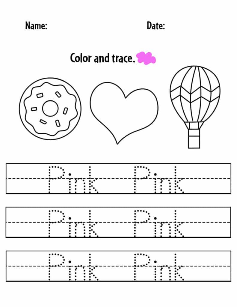 Pink color activities and worksheets for preschool â the hollydog blog