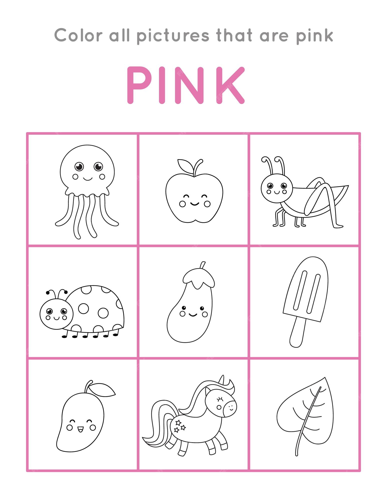 Premium vector color all pink objects learning basic colors for kids