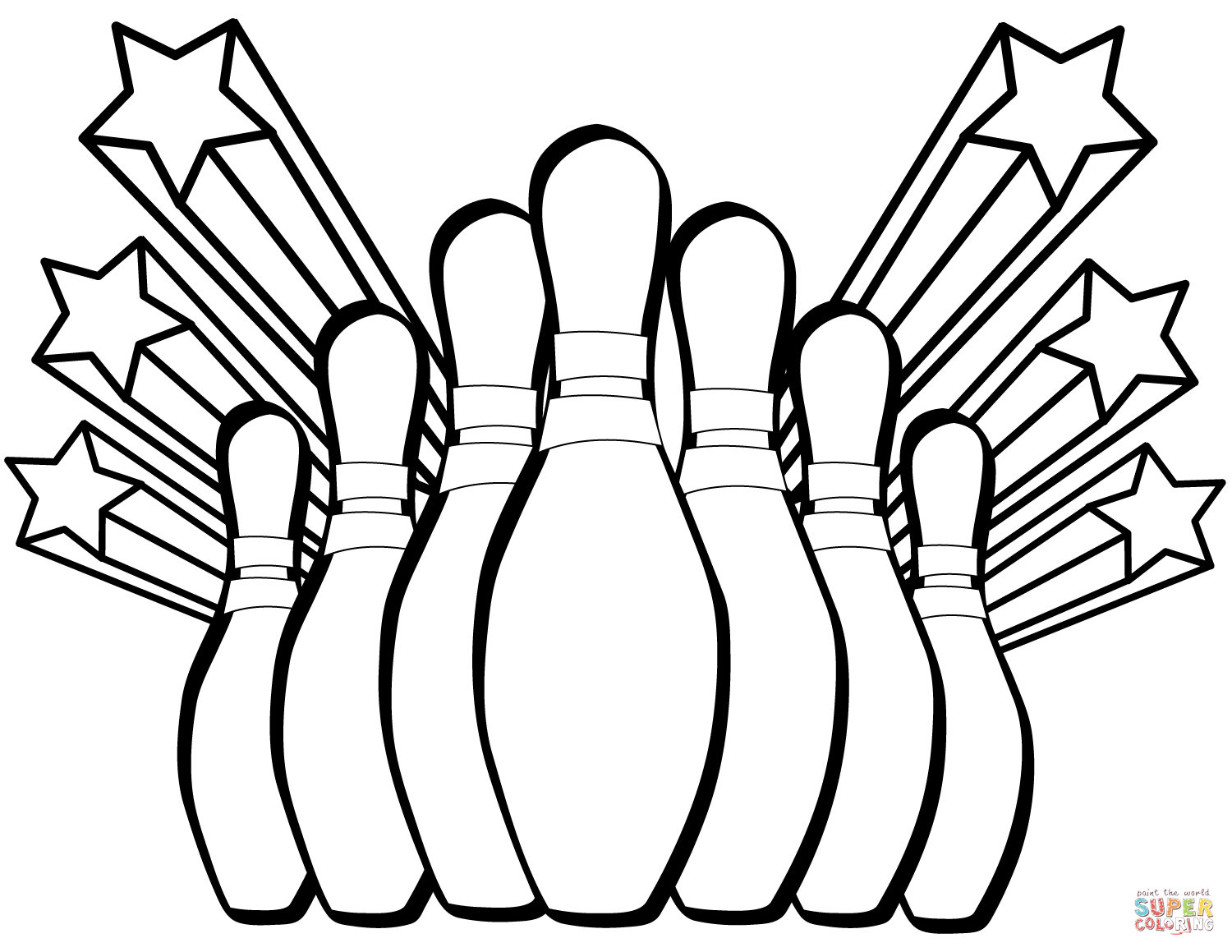 Bowling pins and stars coloring page from bowling category select from printable crafts of cartoons natâ printable coloring pages bowling coloring pages