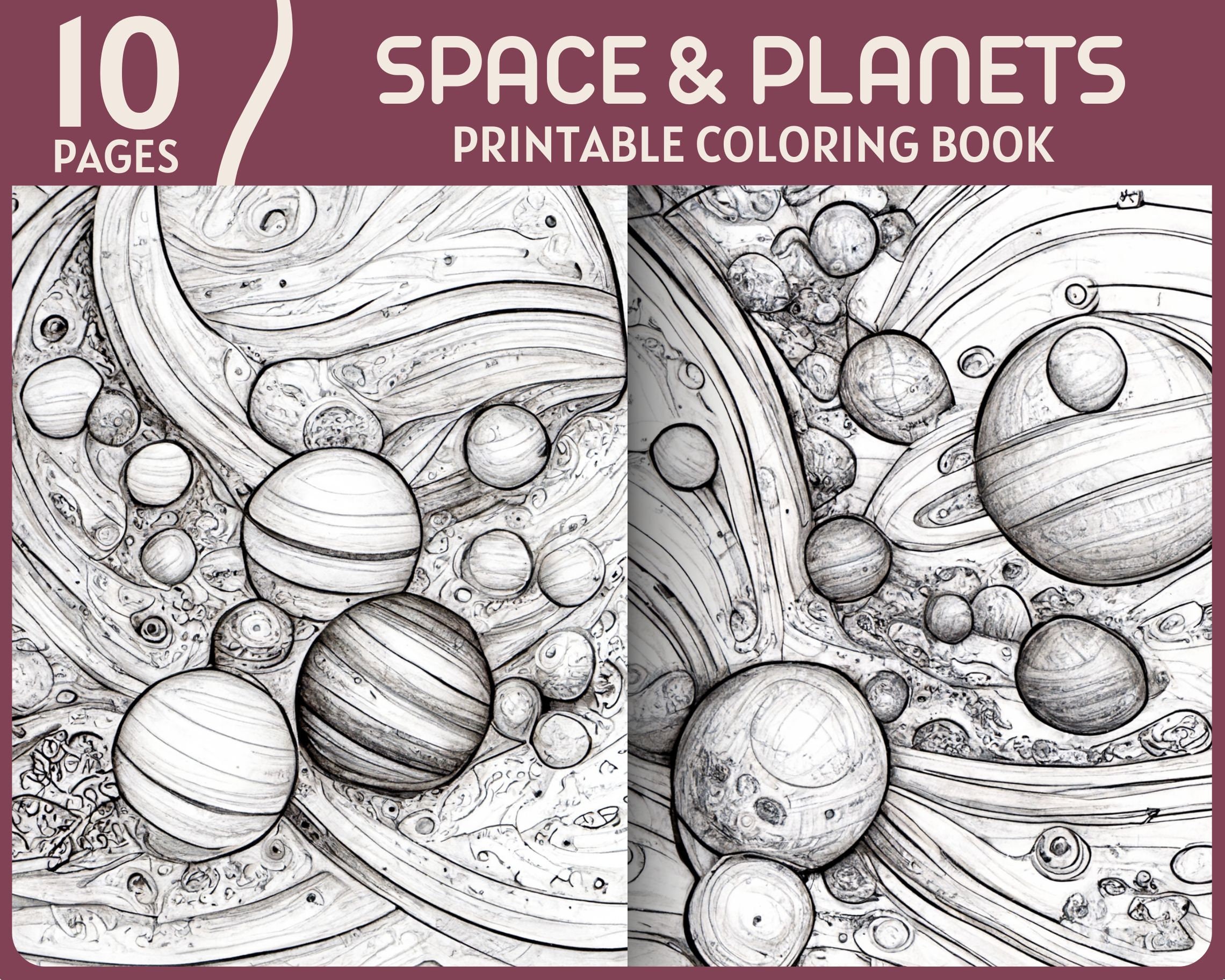 Space planets coloring pages fantasy art universe planet galaxy coloring book printable planet and space coloring page download now