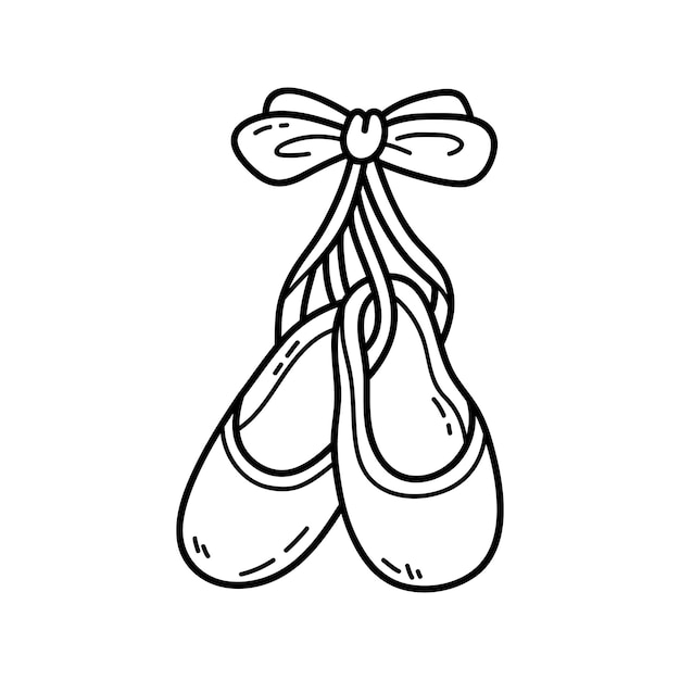 Premium vector coloring page with doodle ballet shoes