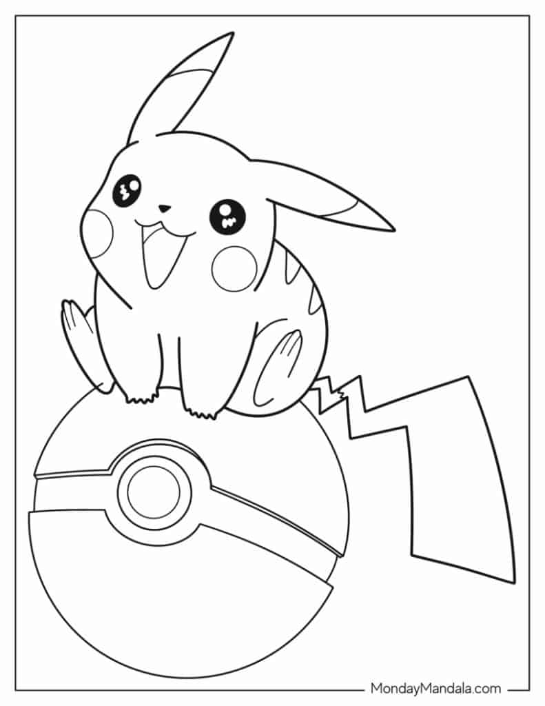 Pikachu coloring pages free pdf printables