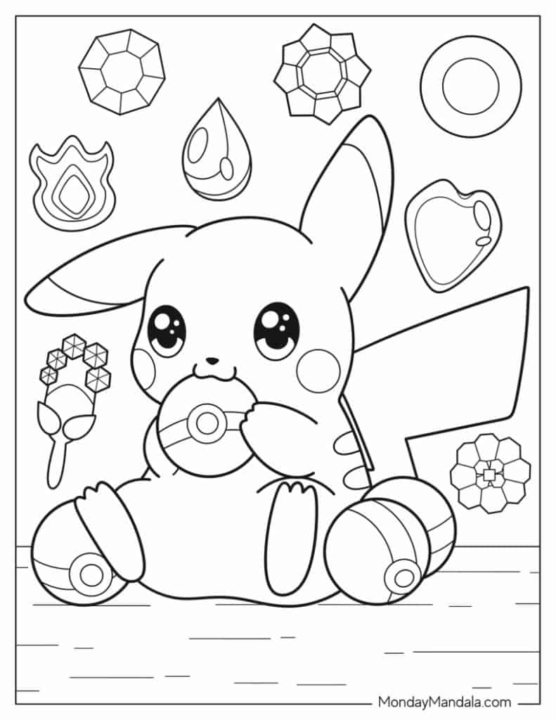 Pikachu coloring pages free pdf printables