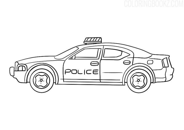 Colorful police car coloring page