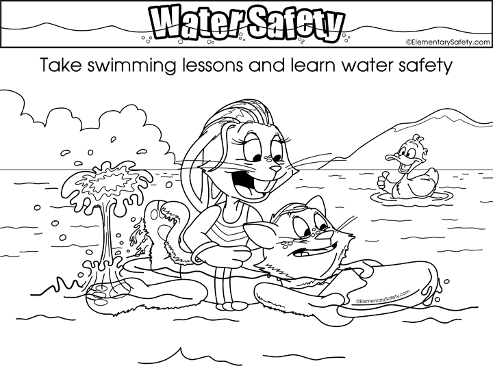 Swimming lessons for water safety â coloring water safety