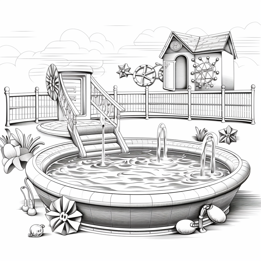 Swimming pool coloring pages