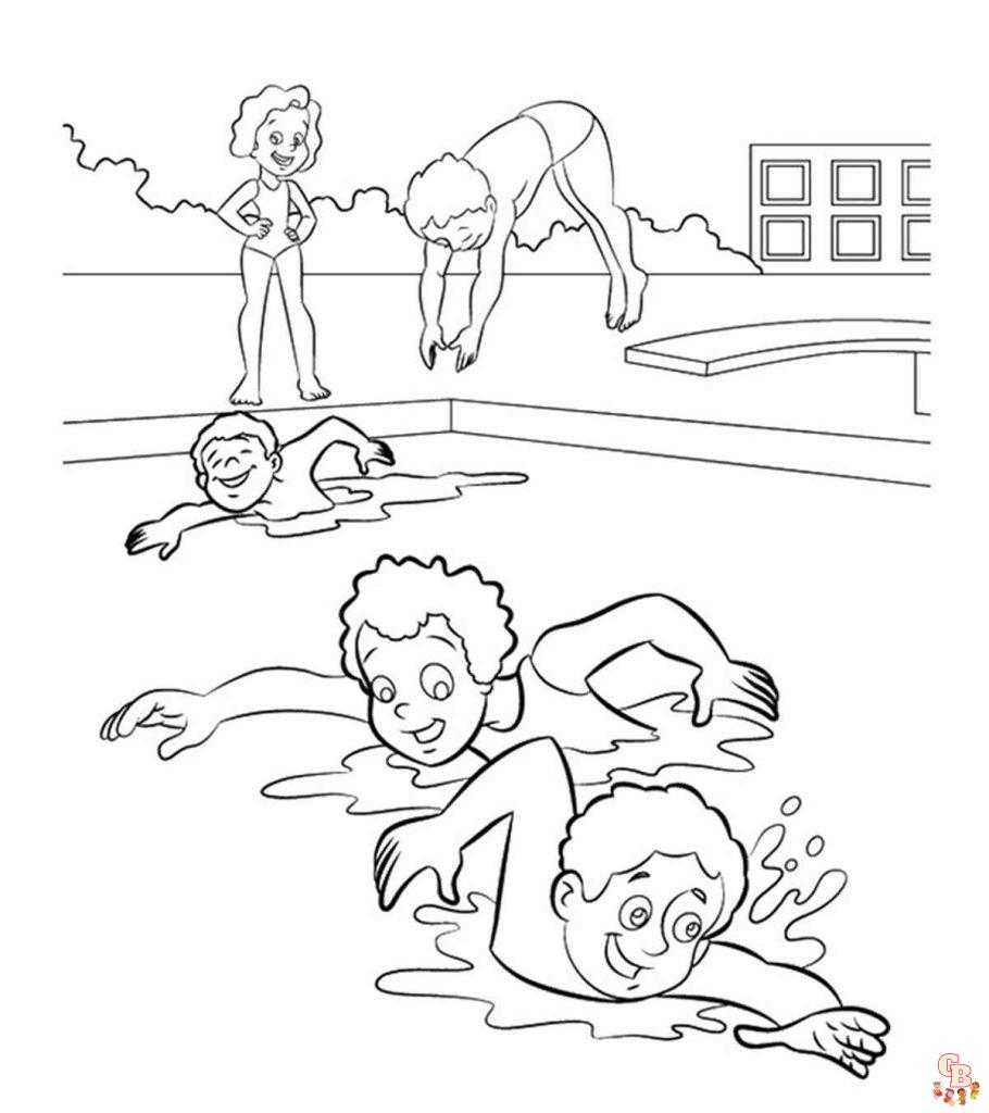 Dive into fun with swimming pool coloring pages