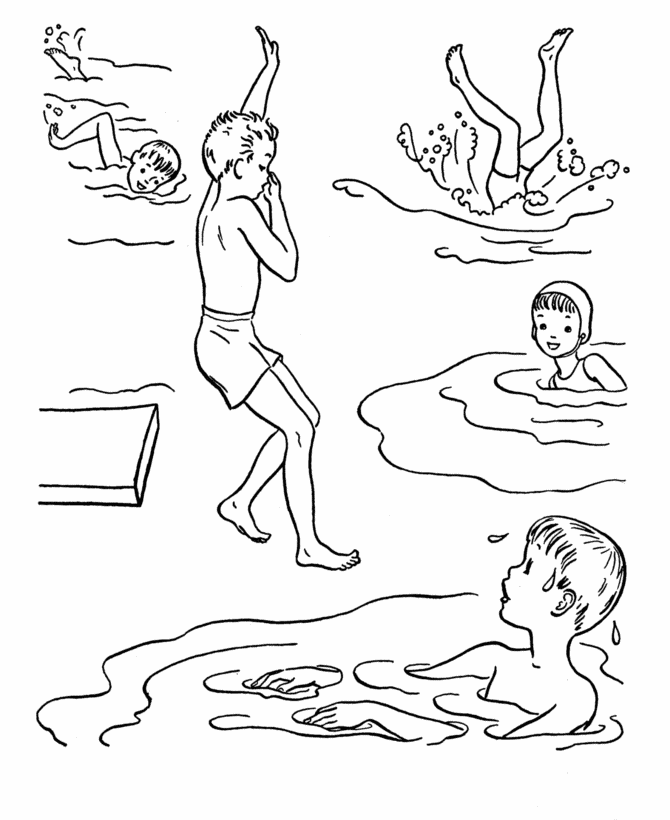 Swimming coloring pages