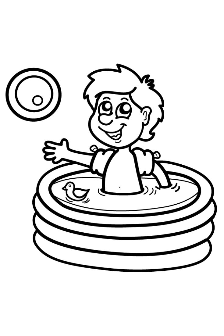 Inflatable pool water toys coloring pages for kids