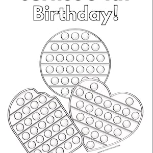 Pop party coloring page fidget birthday activity tween girl or boy party decor instant download printable editable pdf