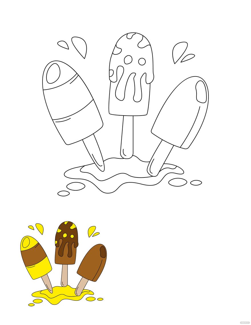 Free summer popsicle coloring page