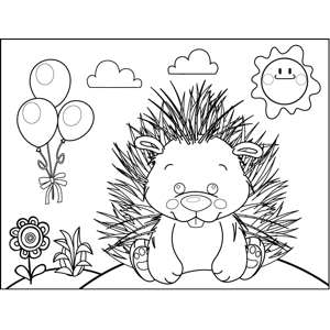 Cute porcupine coloring page