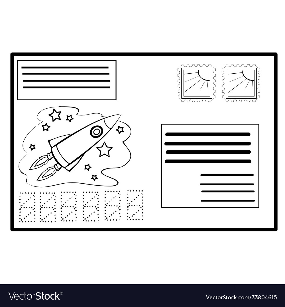 Sketch postcard with index rocket coloring book vector image