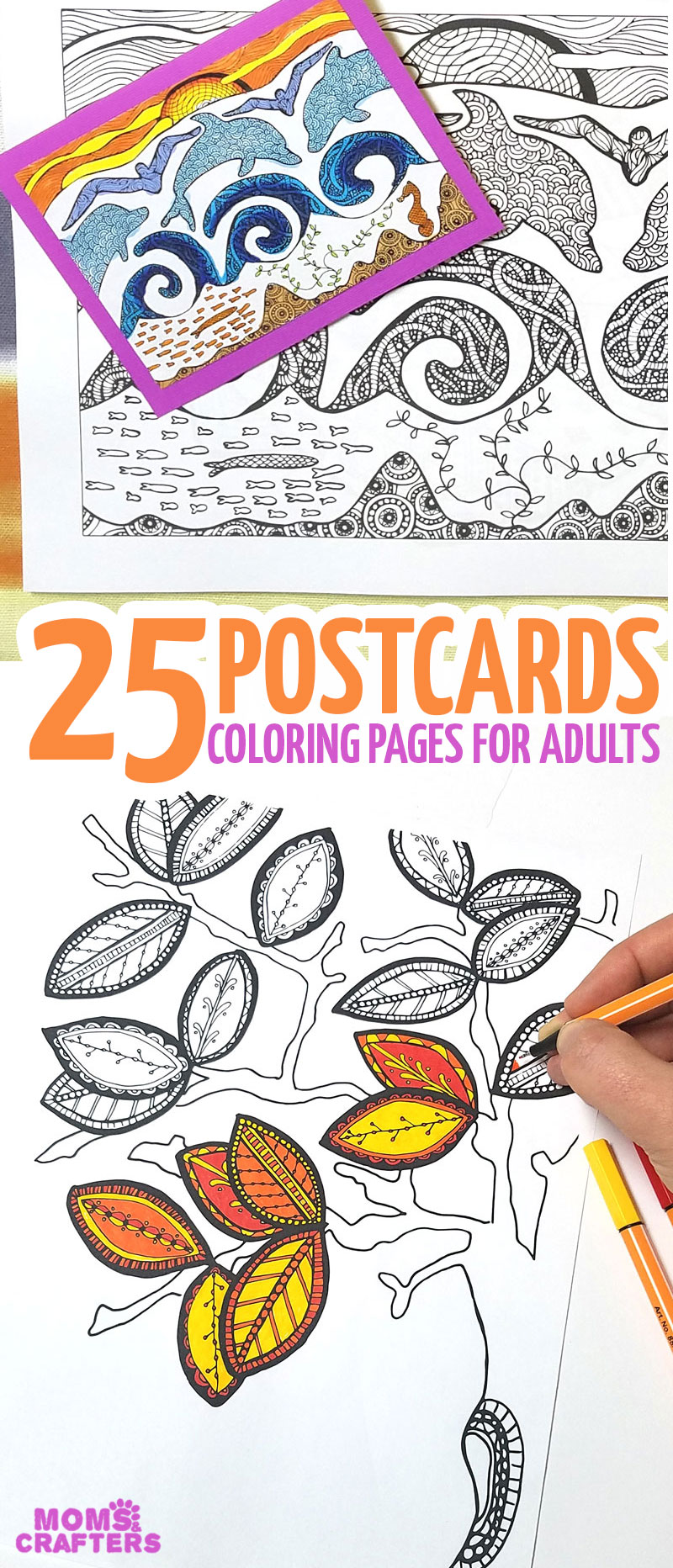 Postcards coloring book for adults moms and crafters