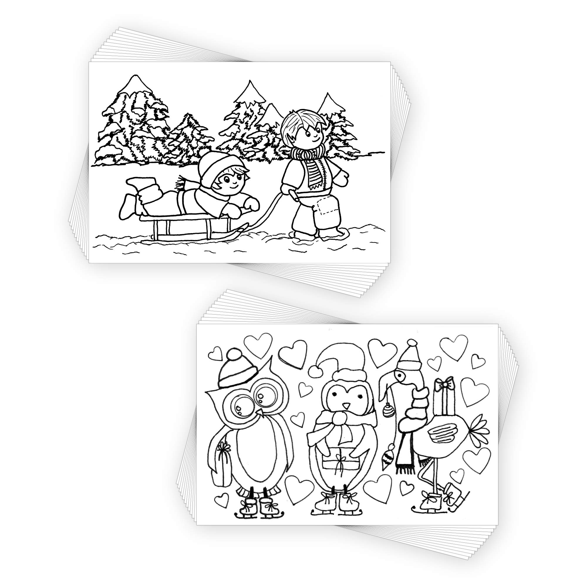 Colorpockit x postcard coloring book card decks with holiday hugs and holiday fun refills plete portable coloring kit contains two