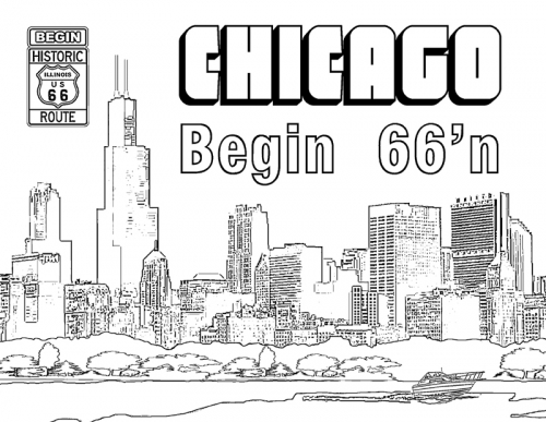 Chicago illinois skyline coloring page download