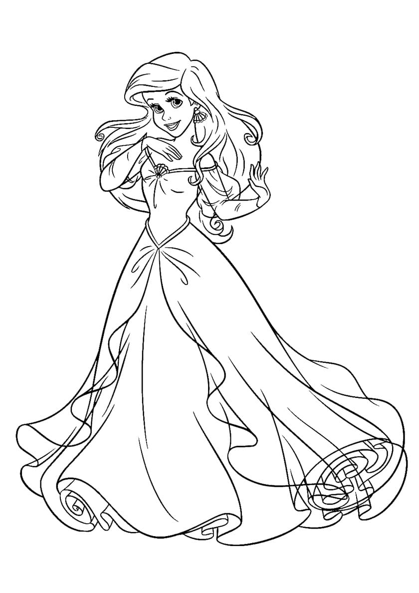 Ariel princess having a surprise coloring page