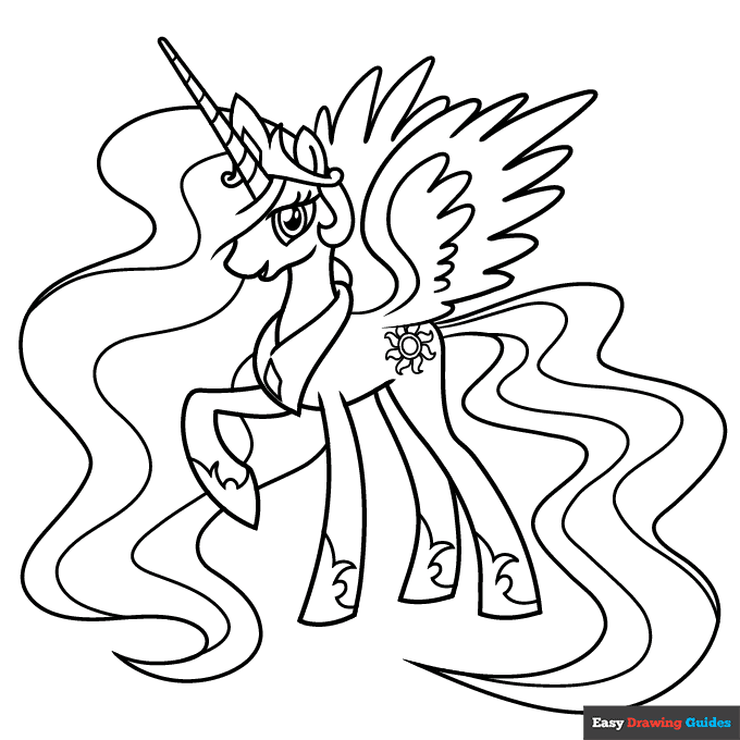 Princess celestia from my little pony coloring page easy drawing guides