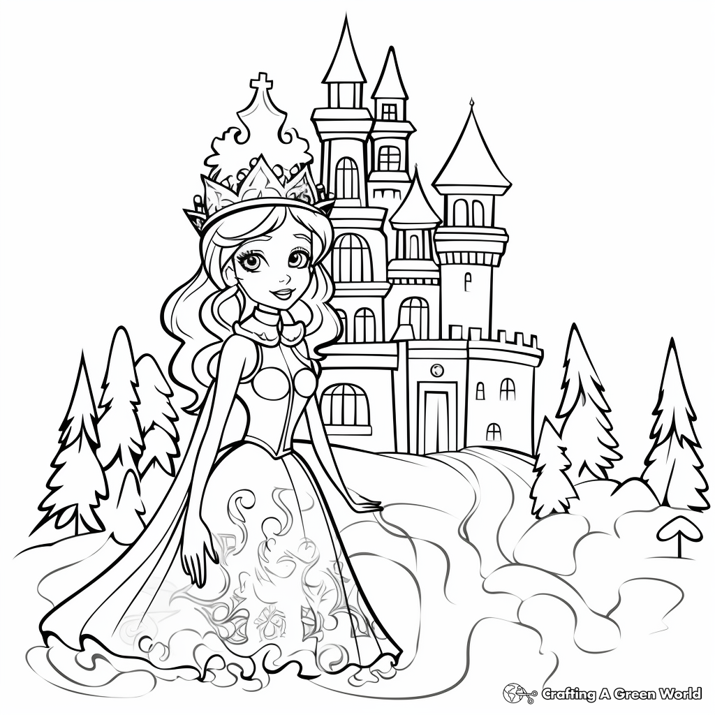 Winter princess coloring pages