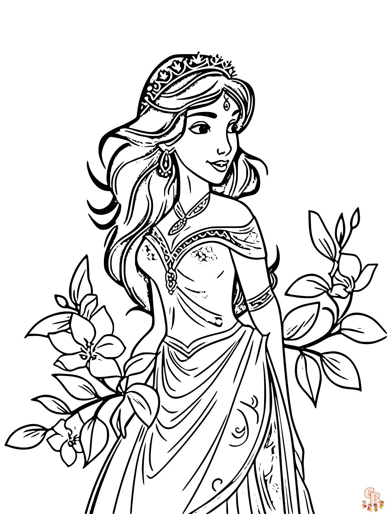 Discover the magic of jasmine coloring pages