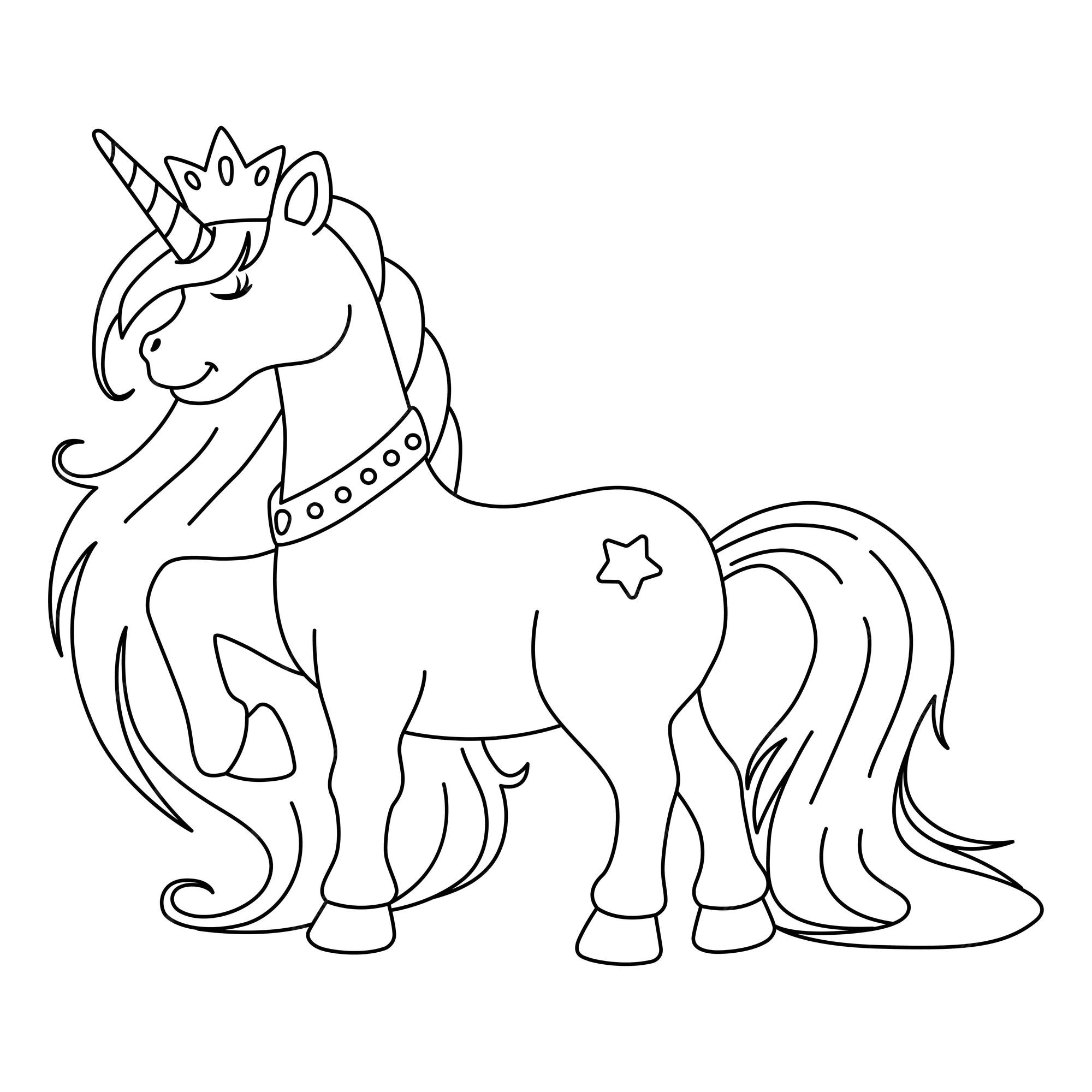 Premium vector unicorn princess coloring page for kids