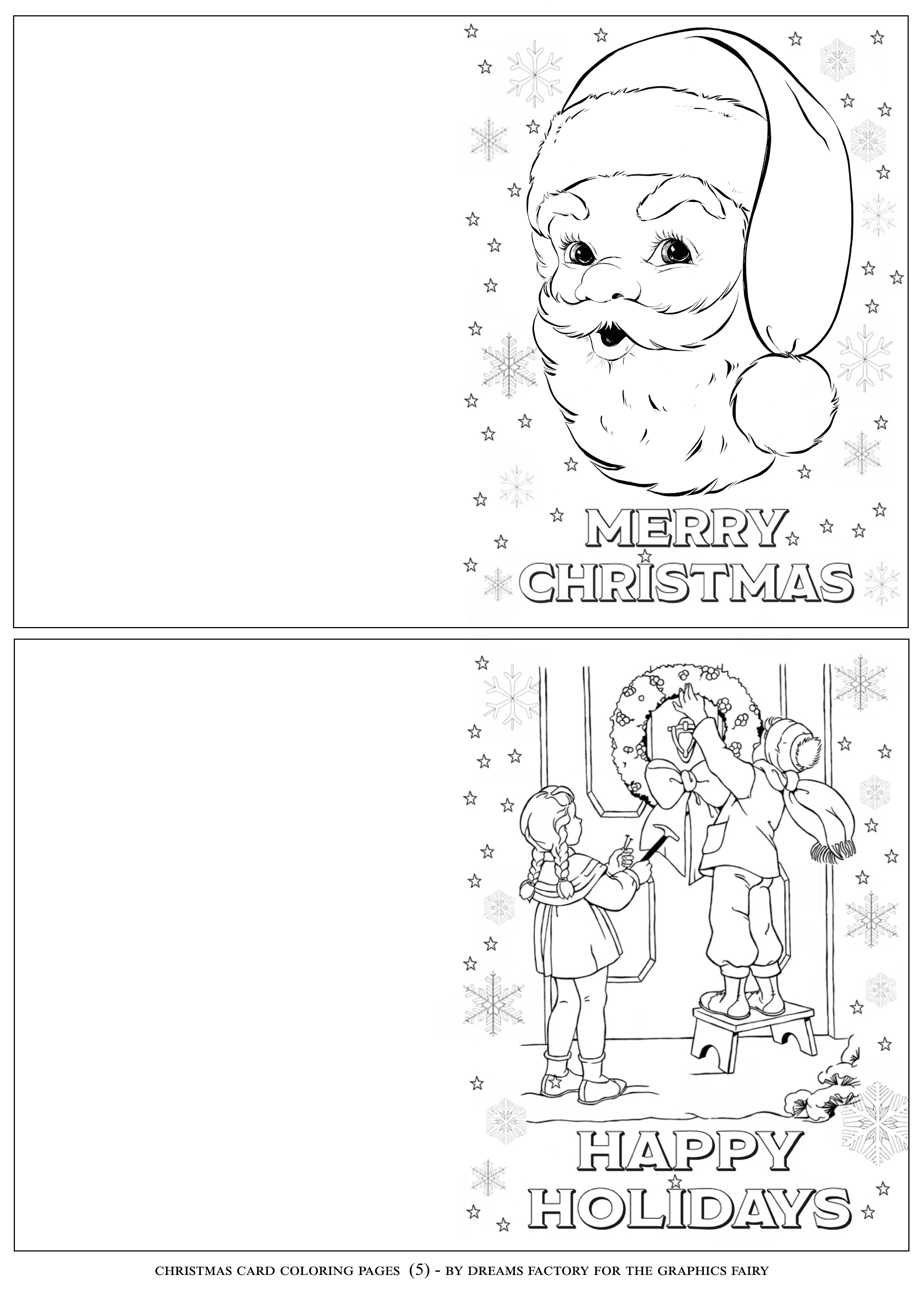 Christmas card coloring pages