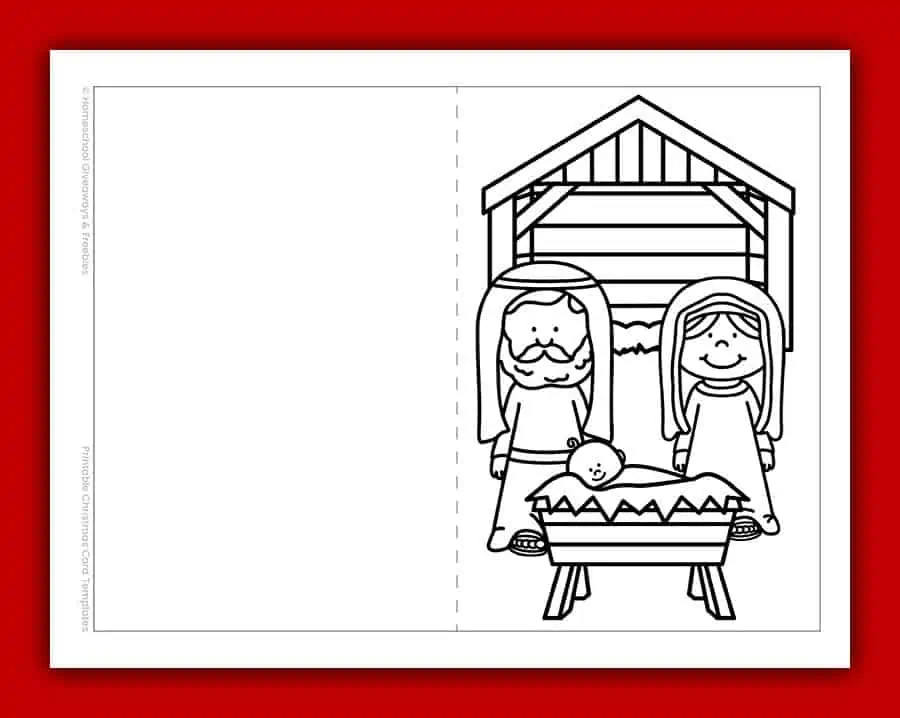 Easy christmas card coloring pages to print fold