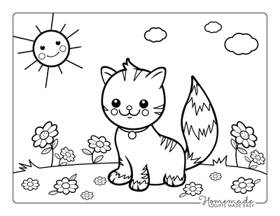 Free cat coloring pages for kids adults