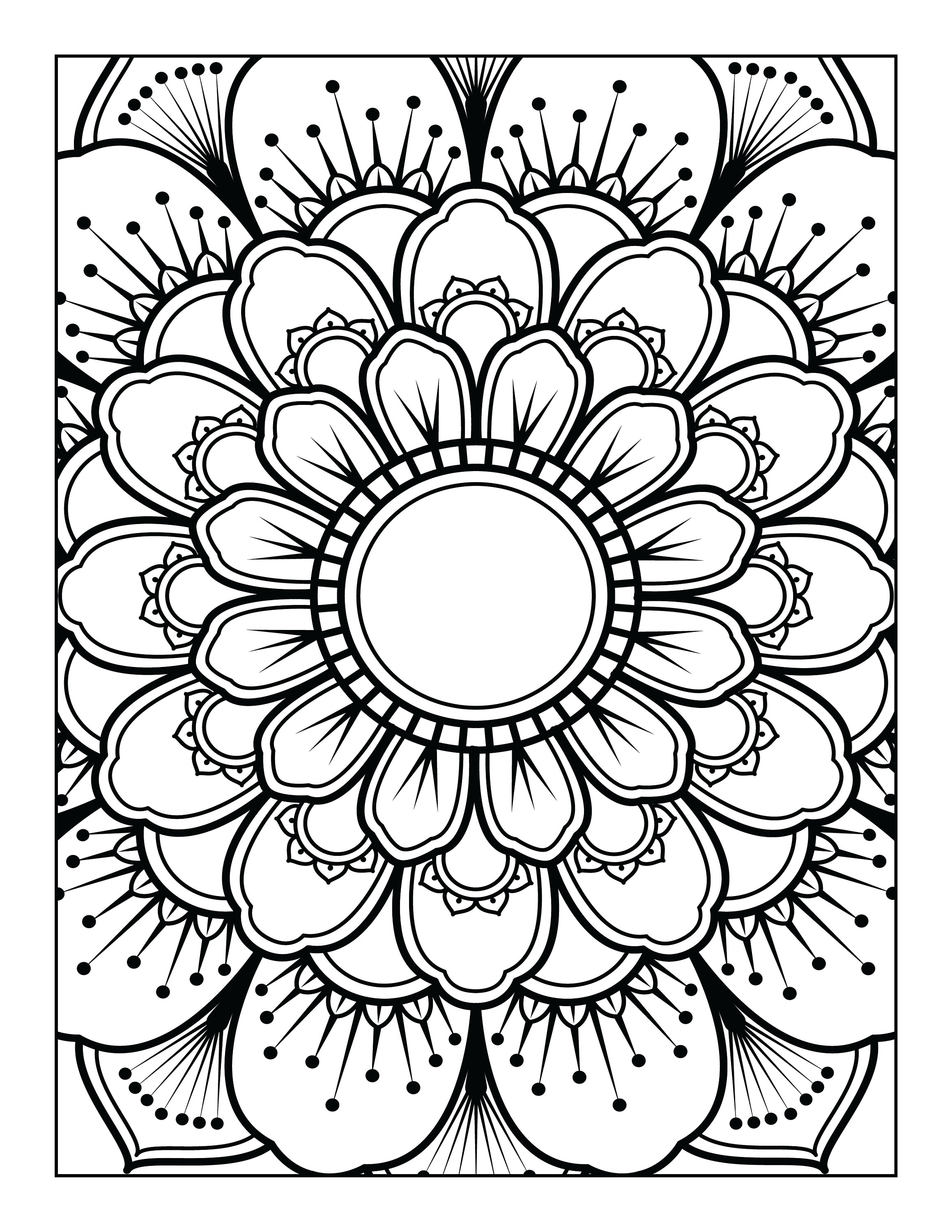 Printable mandala adult coloring pages floral easy