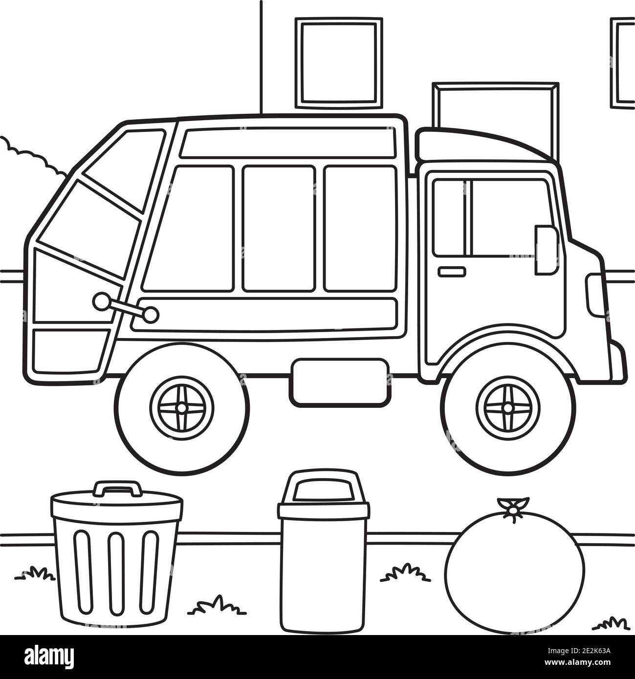 Coloring page garbage truck hi