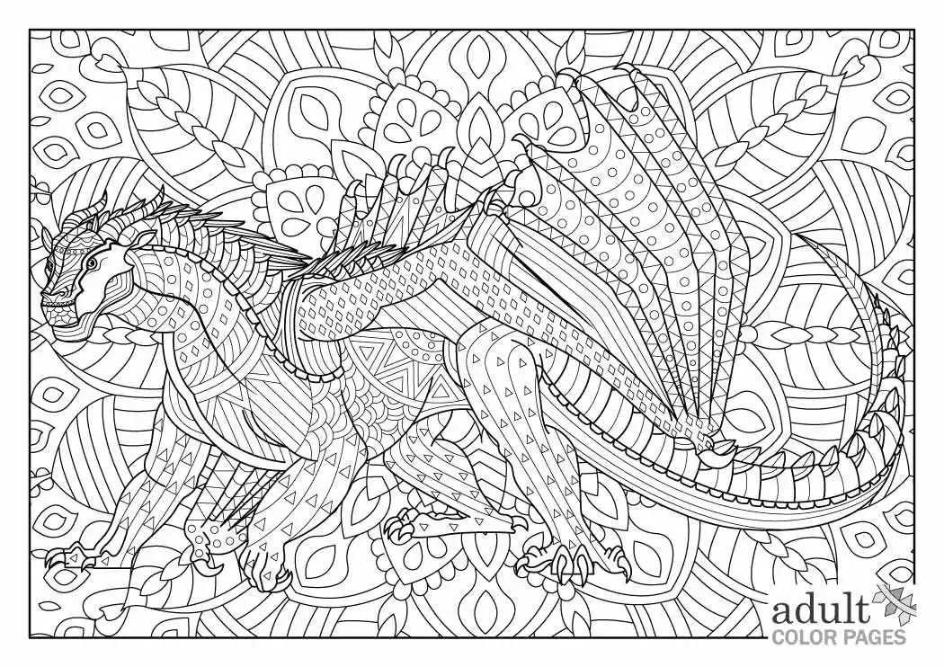 Free printable hard dragon coloring pages for adults