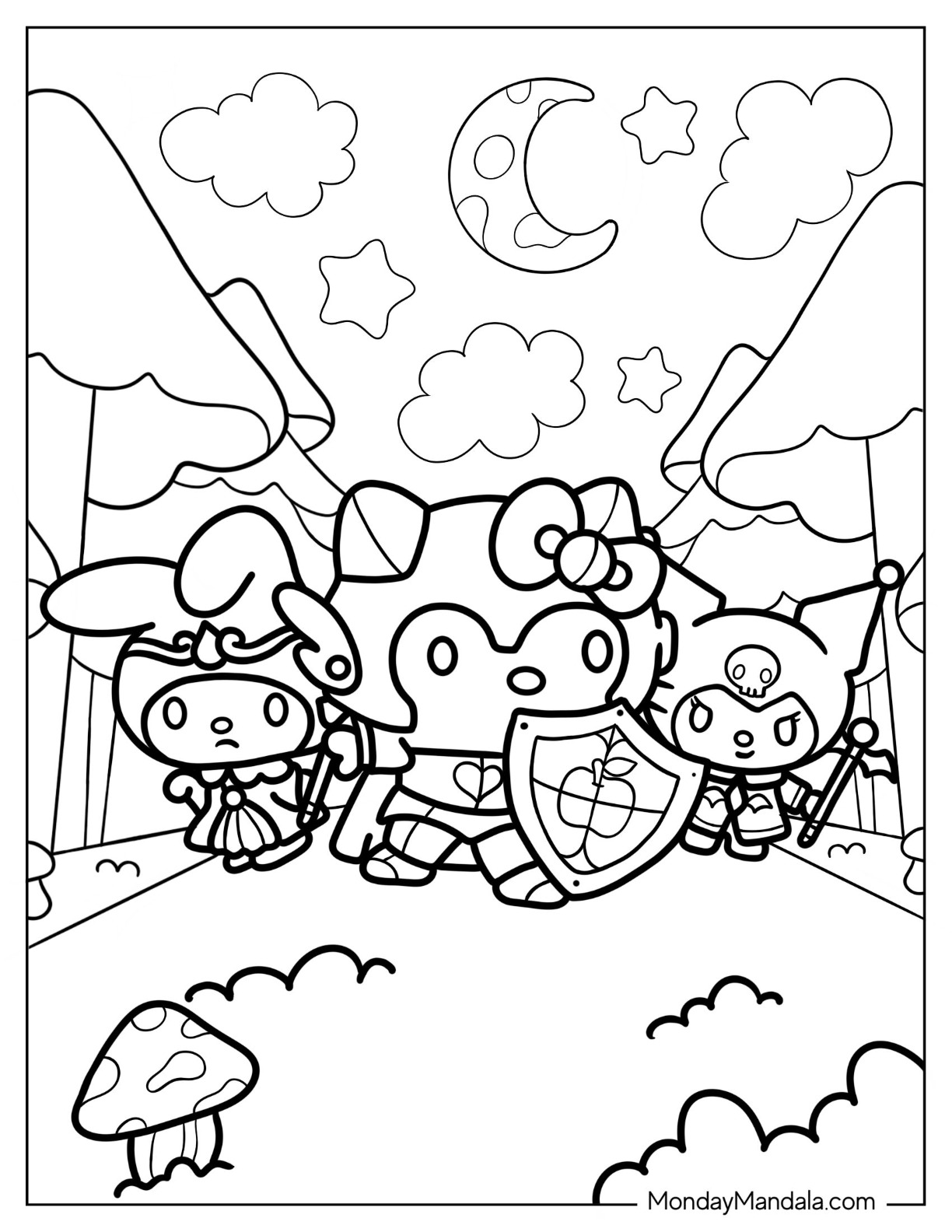 Sanrio coloring pages free pdf printables