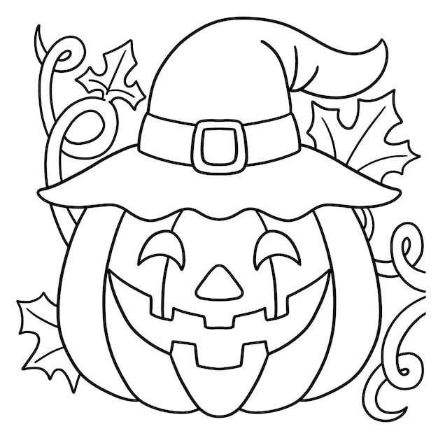 Premium vector pumpkin halloween coloring page for kids