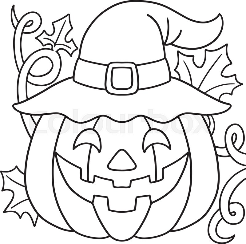 Pumpkin halloween coloring page for kids stock vector