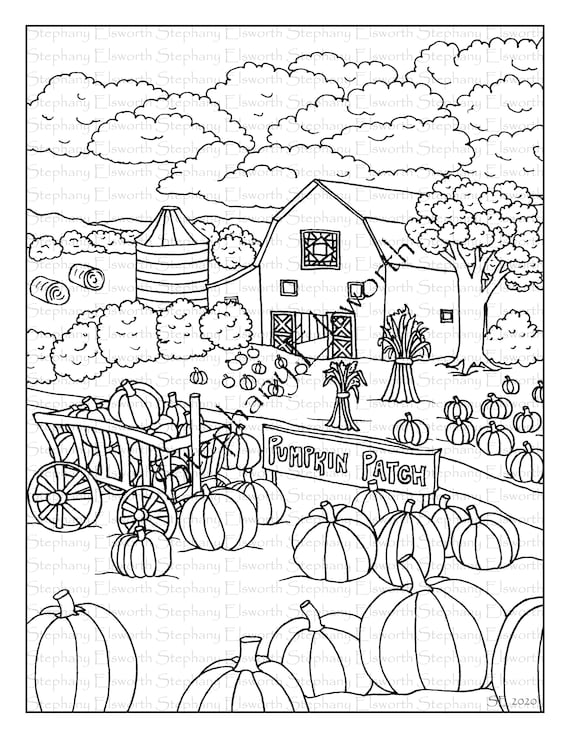 Pumpkin patch x printable instant download coloring page