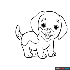 Puppy coloring page easy drawing guides