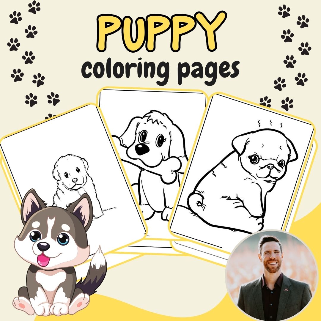 Puppy coloring pages fun and easy coloring pages for kids of all ages made by teachers