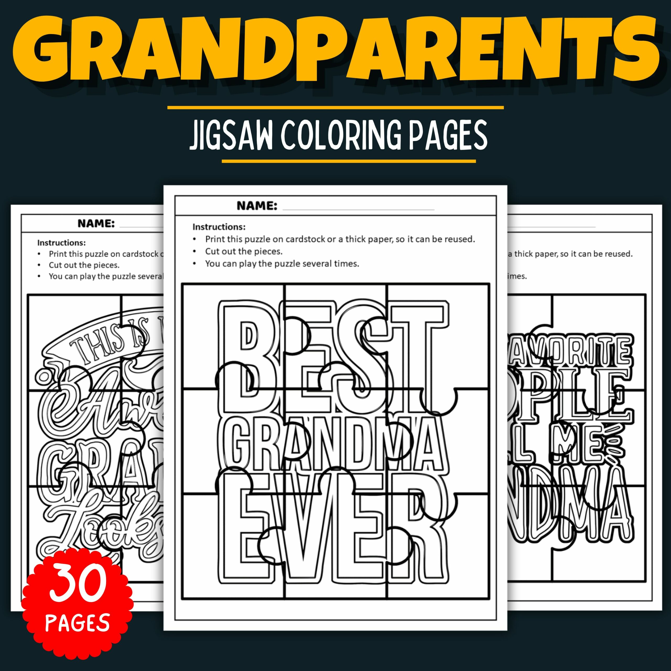 Printable grandparents day easy jigsaw quotes coloring puzzles games made by teachers