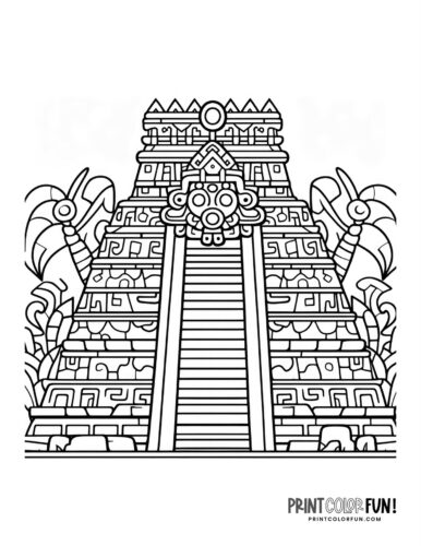 These mayan pyramid coloring pages can make ancient history fun at