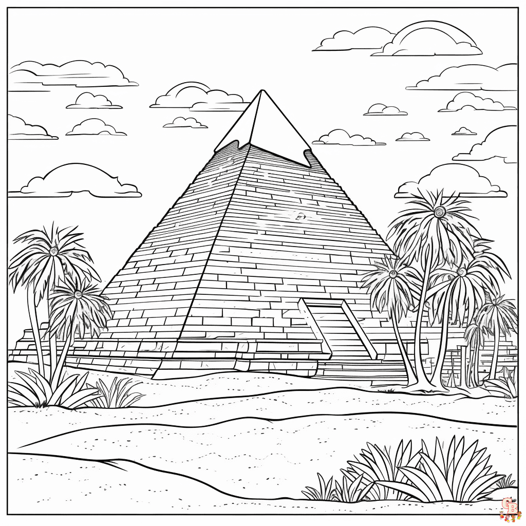 Printable pyramid coloring pages free for kids and adults
