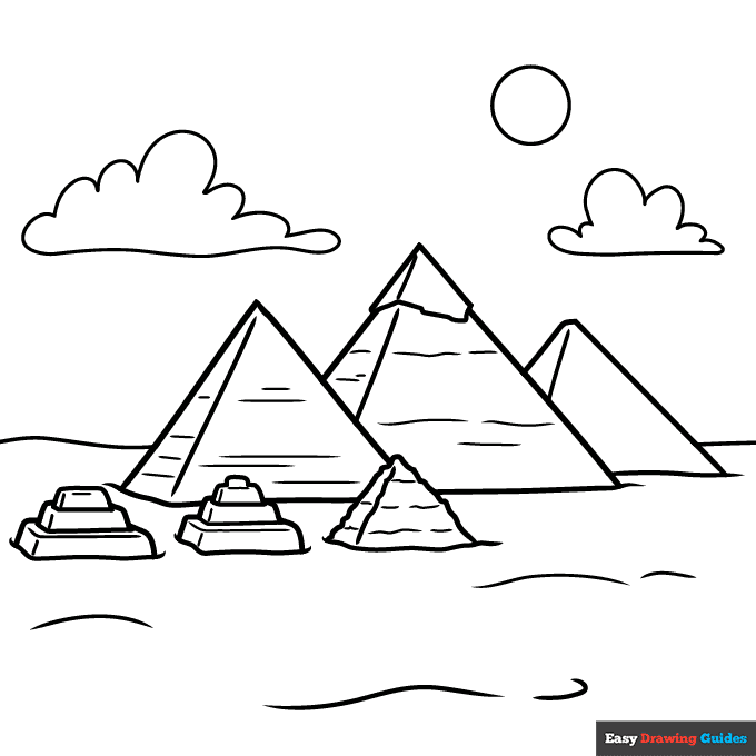 Pyramids of giza coloring page easy drawing guides