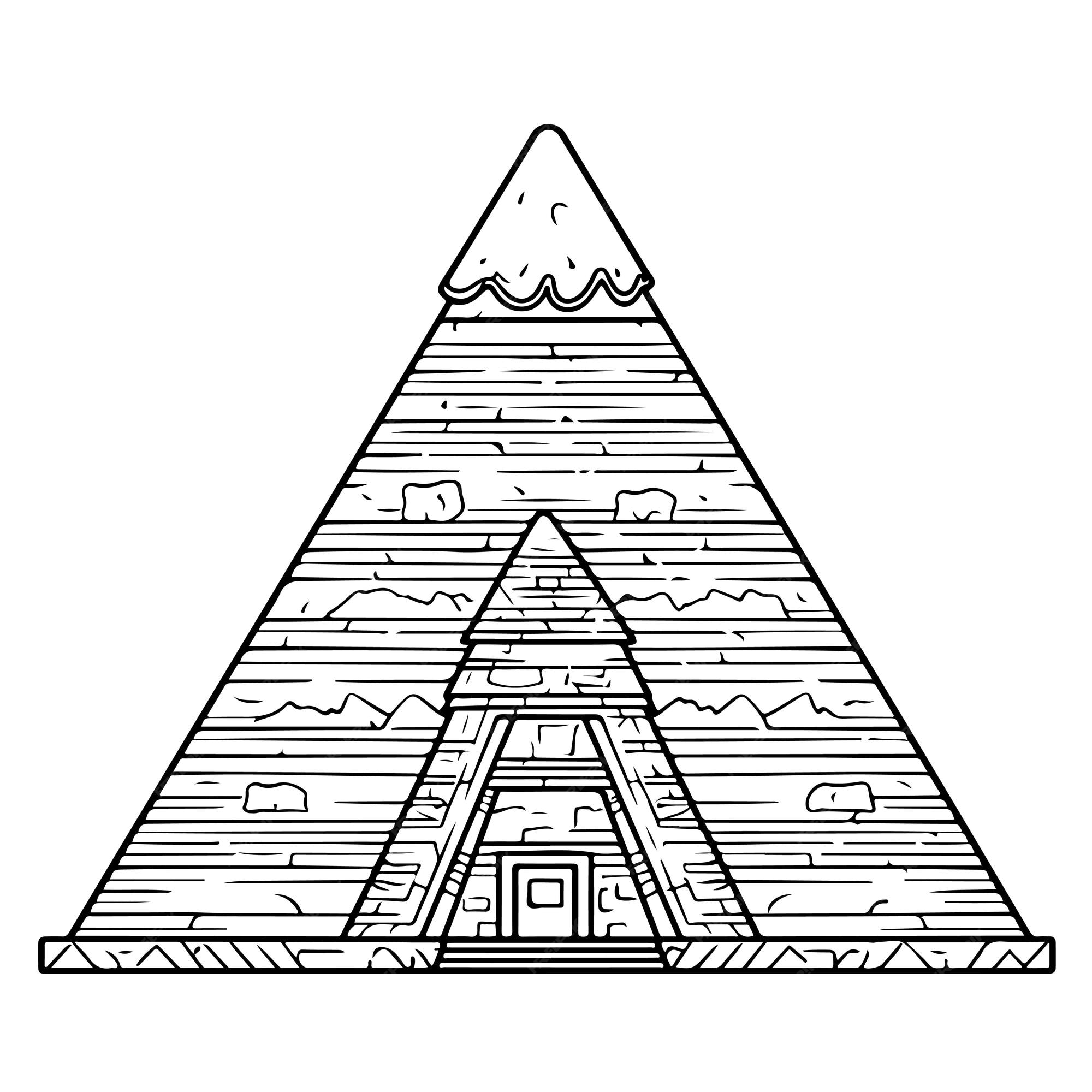 Premium vector sketch hand drawn single line art coloring page pyramid