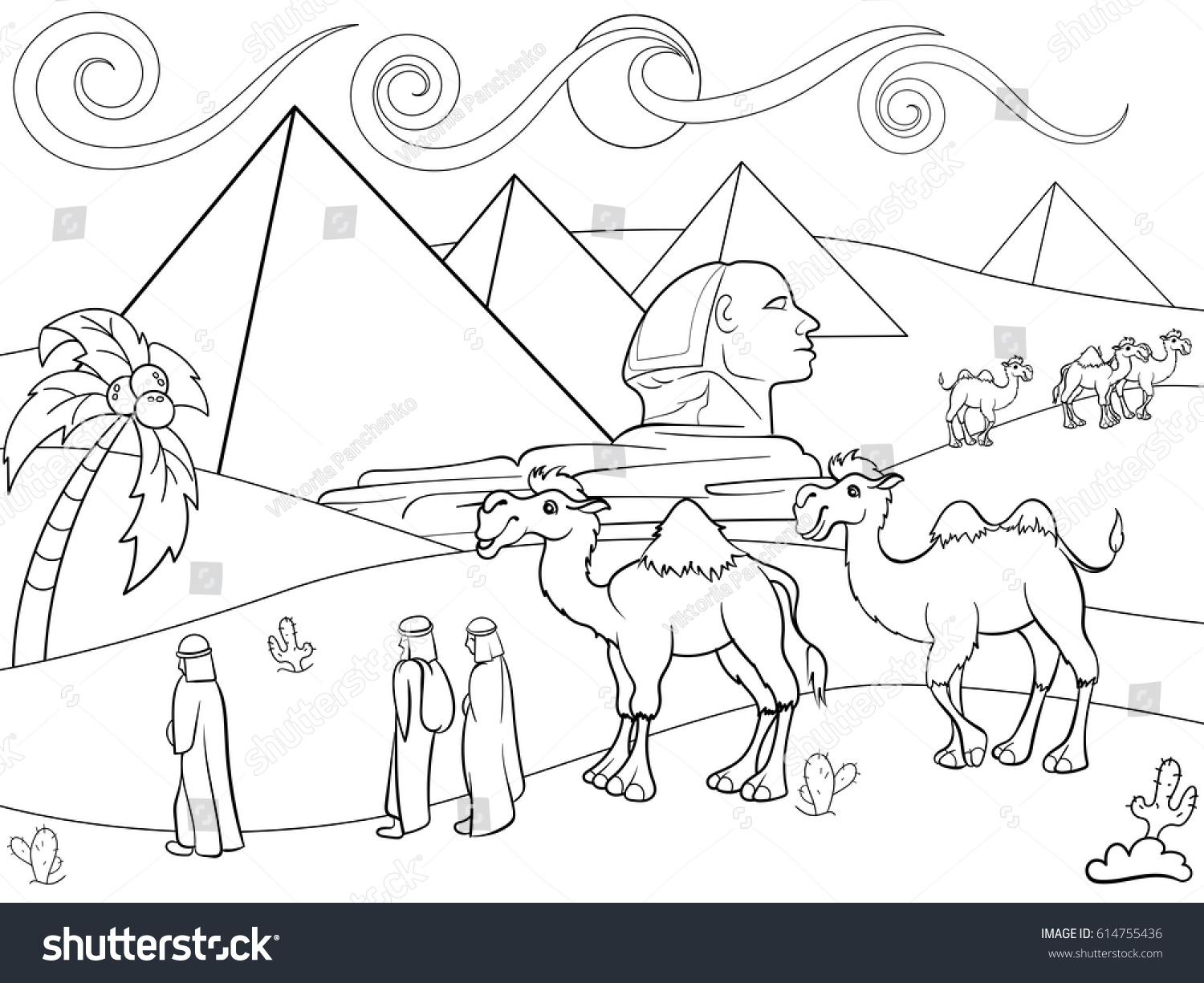 Hakuun children coloring vector landscape egypt pyramids liittyvã vektorikuva rojaltivapaa