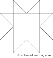 Eight pointed star quilt block coloring page