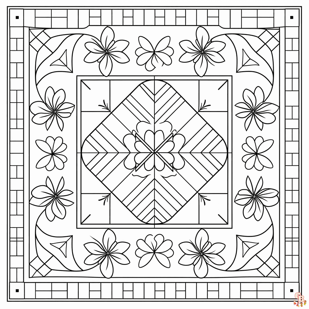 Printable quilt coloring pages free for kids and adults